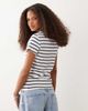 Abercrombie & Fitch Abercrombie & Fitch short sleeve button up icon T-shirt in white striped print - 4
