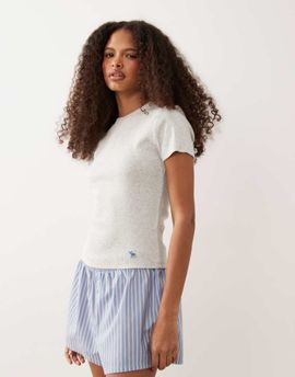Abercrombie & Fitch Abercrombie & Fitch short sleeve seamless baby tee in gray