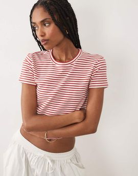 Abercrombie & Fitch Abercrombie & Fitch short sleeve seamless baby tee in red stripes