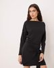 Abercrombie & Fitch Abercrombie & Fitch slash neck long sleeve mini dress with tie up front detail in black - 1