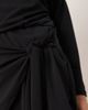 Abercrombie & Fitch Abercrombie & Fitch slash neck long sleeve mini dress with tie up front detail in black - 3