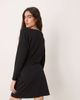 Abercrombie & Fitch Abercrombie & Fitch slash neck long sleeve mini dress with tie up front detail in black - 4