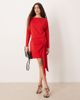 Abercrombie & Fitch Abercrombie & Fitch slash neck long sleeve mini dress with tie up front detail in red - 1