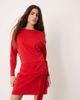 Abercrombie & Fitch Abercrombie & Fitch slash neck long sleeve mini dress with tie up front detail in red - 2