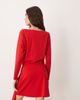 Abercrombie & Fitch Abercrombie & Fitch slash neck long sleeve mini dress with tie up front detail in red - 3