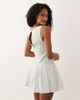 Abercrombie & Fitch Abercrombie & Fitch slash neck smocked skort mini dress in white pinstripe - 4