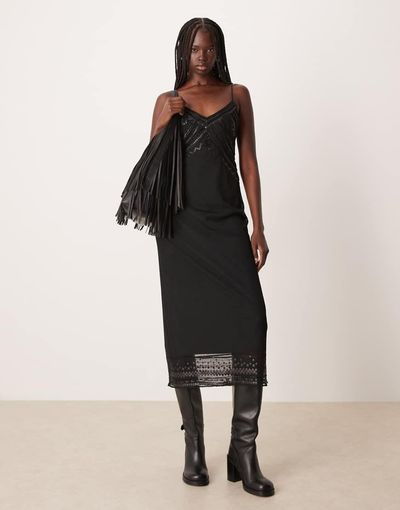 Abercrombie & Fitch Abercrombie & Fitch sleeveless embellished maxi dress in black