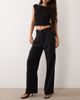 Abercrombie & Fitch Abercrombie & Fitch Sloane high rise wide leg pants with belt in black - 1