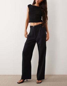 Abercrombie & Fitch Abercrombie & Fitch Sloane high rise wide leg pants with belt in black