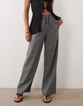 Abercrombie & Fitch Abercrombie & Fitch Sloane wool blend pleated wide leg pants in dark gray