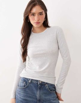 Abercrombie & Fitch Abercrombie & Fitch soft touch crew neck long sleeve top in gray