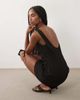 Abercrombie & Fitch Abercrombie & Fitch square neck 90s tailored mini dress with hardware detail in black - 4
