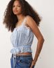 Abercrombie & Fitch Abercrombie & Fitch square neck button up cami with cinched waist in blue floral - 1