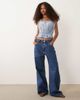 Abercrombie & Fitch Abercrombie & Fitch square neck button up cami with cinched waist in blue floral - 2