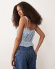 Abercrombie & Fitch Abercrombie & Fitch square neck button up cami with cinched waist in blue floral - 4