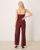 Abercrombie & Fitch Abercrombie & Fitch strapless longline tube jumpsuit with velvet detailing in burgundy-Red - 3