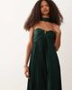 Abercrombie & Fitch Abercrombie & Fitch strapless plisse maxi dress with scarf detail in dark green - 2