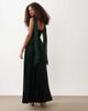 Abercrombie & Fitch Abercrombie & Fitch strapless plisse maxi dress with scarf detail in dark green - 4