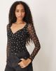 Abercrombie & Fitch Abercrombie & Fitch sweetheart neckline long sleeve top in black polka dot - 1