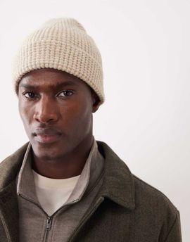 Abercrombie & Fitch Abercrombie & Fitch textured knit beanie in beige-Gray