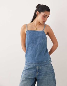 Abercrombie & Fitch Abercrombie & Fitch tie-back denim cami top in blue