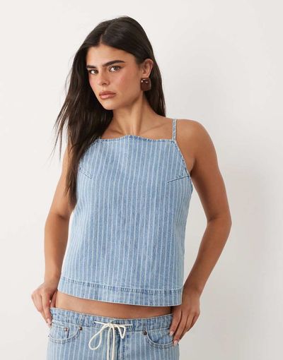Abercrombie & Fitch Abercrombie & Fitch tie-back denim cami top in blue stripes - part of a set