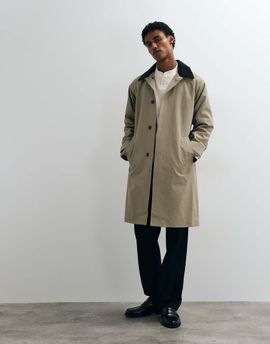 Abercrombie & Fitch Abercrombie & Fitch trench coat with cord collar in beige-Neutral