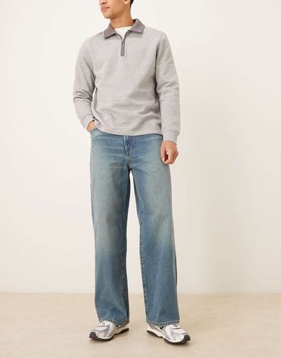 Abercrombie & Fitch Abercrombie & Fitch ultra baggy 5 pocket jeans in mid blue wash