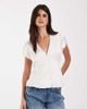 Abercrombie & Fitch Abercrombie & Fitch V-neck short sleeve blouse in cream-White - 1