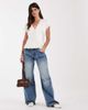 Abercrombie & Fitch Abercrombie & Fitch V-neck short sleeve blouse in cream-White - 3