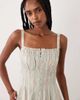 Abercrombie & Fitch Abercrombie & Fitch v neck button up maxi dress in pastel striped print-Multi - 3