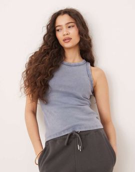 Abercrombie & Fitch Abercrombie & Fitch vintage ribbed crew neck tank top in washed blue-Purple