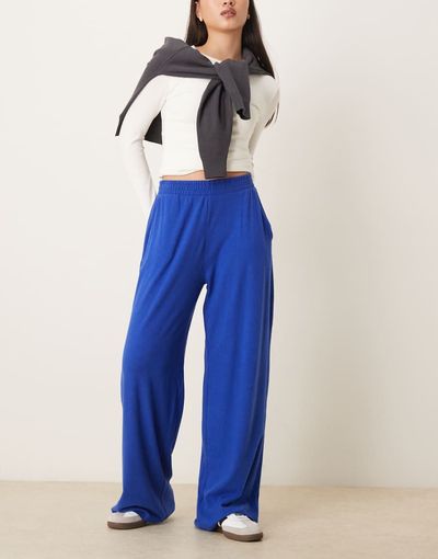 Abercrombie & Fitch Abercrombie & Fitch wide leg lounge pants in cobalt blue