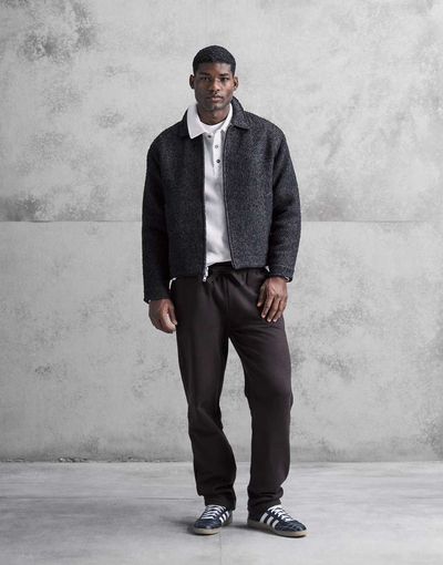 Abercrombie & Fitch Abercrombie & Fitch wool blend herringbone jacket in dark brown-Gray