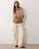 Abercrombie & Fitch Abercrombie & Fitch wool blend knit 1/4 zip sweater in white and brown stripes-Multi - 2