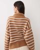 Abercrombie & Fitch Abercrombie & Fitch wool blend knit 1/4 zip sweater in white and brown stripes-Multi - 3