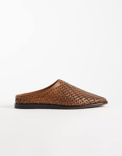 Abercrombie & Fitch Abercrombie & Fitch woven leather mules in brown