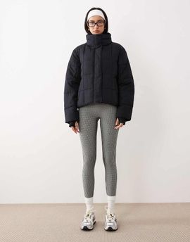 Abercrombie & Fitch Abercrombie & Fitch YPB cropped high neck puffer jacket in black