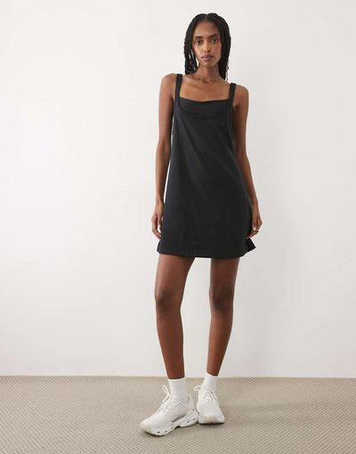 Abercrombie & Fitch Abercrombie & Fitch YPB double layer strappy dress in black