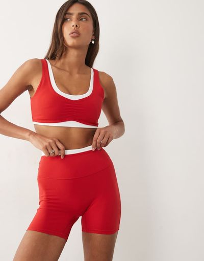 Abercrombie & Fitch Abercrombie & Fitch YPB studioflex workout shorts in red - part of a set