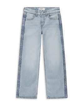 Abercrombie Kids abercrombie kids Girls' High Rise Braided Cotton Blend Wide Leg Jeans
