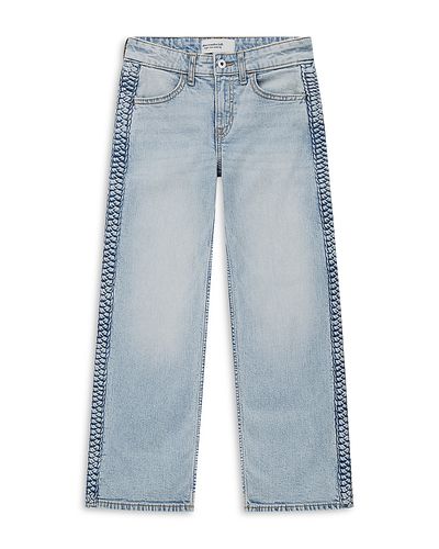 Abercrombie Kids abercrombie kids Girls' High Rise Braided Cotton Blend Wide Leg Jeans