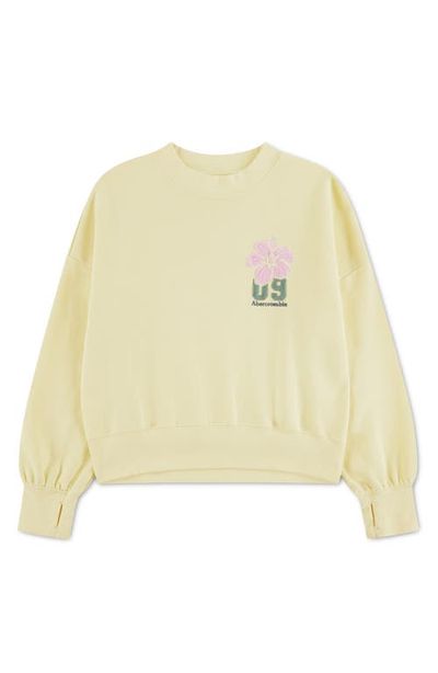 abercrombie kids abercrombie kids Kids' Embroidered Cotton Blend Fleece Graphic Sweatshirt