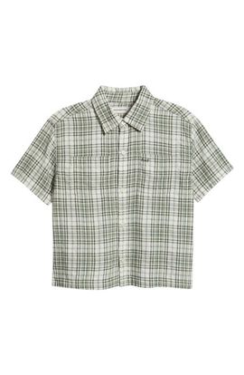 abercrombie kids abercrombie kids Kids' Y2K Plaid Short Sleeve Cotton Blend Button-Up Shirt