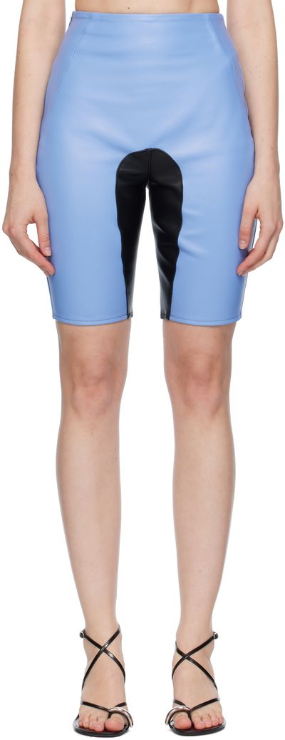 ABRA ABRA Black & Blue Wet Leather Shorts