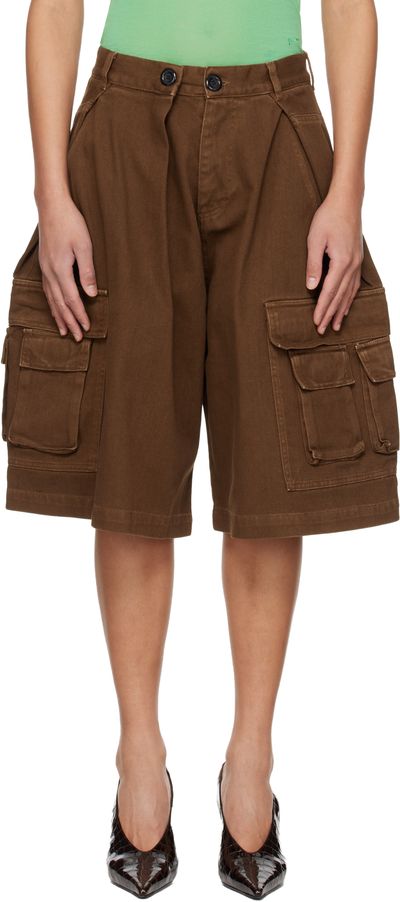 ABRA ABRA Brown Pleated Cargo Shorts