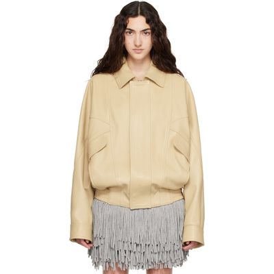 ABRA ABRA Yellow Leather Bomber Jacket
