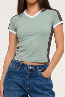 Abrand Jeans Abrand Jeans A-Team Mini Jersey Top in Baby Blue, Women's at Urban Outfitters