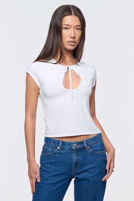 Abrand Jeans Abrand Jeans Sweetheart Keyhole Tee in White, Women's at Urban Outfitters
