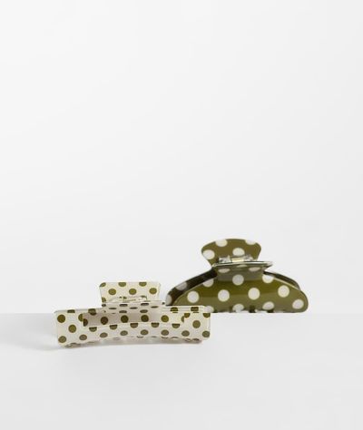 Accessorize Accessorize 2-pack polka dot claw hair clips in green